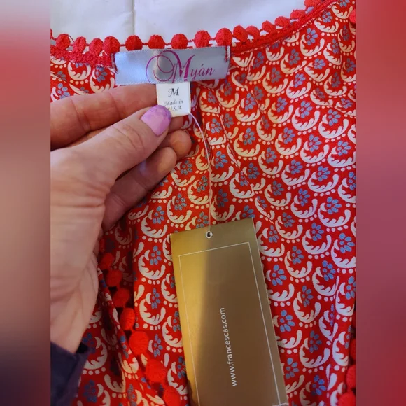 NWT Francesca's Collection Adorable "Mya'n Bohemian Midi Dress (Medium) 🧡🤍🩵🧡 - Picture 16 of 16